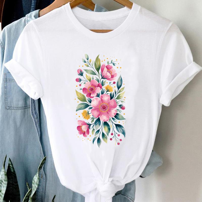 (Asian Size) Butterfly Cute Short Sleeve T-shirts Casual Clothing Printed Female Top T Shirt O-neck Lady Fashion Women Graphic Tee