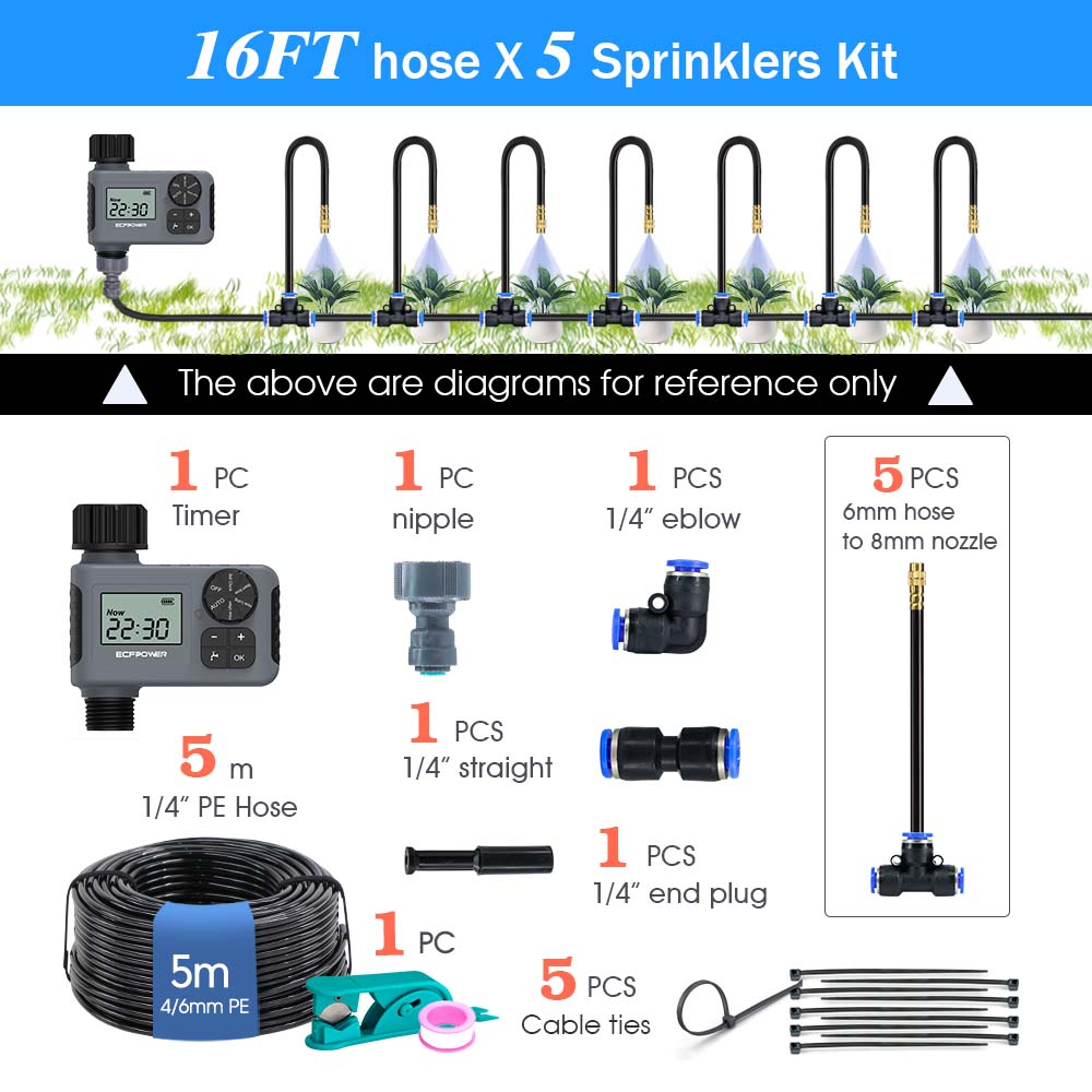 30-5m Small Medium Size Gardening Smart LCD Watering Timer Atomization Spray Kit Mist Cooling System Flexible Adjustable Nozzle