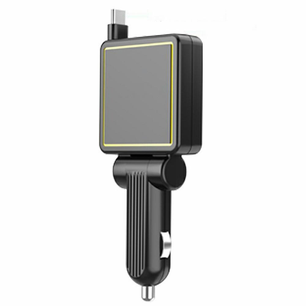 

PT-31 Car Charger with Type-C Retractable Cable Super Fast Cigarette Lighter Adapter Yellow