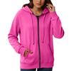 Women's Loose And Comfortable Zipper V-neck Long Sleeved Solid Color Pullover Sweatshirt Jacket
