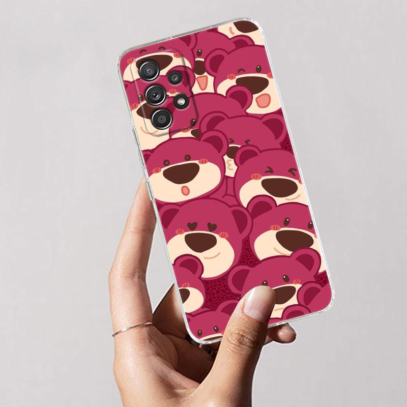 Clear Case For Samsung Galaxy A57 A37 A56 5G A36 Cases A55 A54 A35 A26 A07 A17 A16 A06 A34 A15 Soft Cover Strawberry Bear Lotso