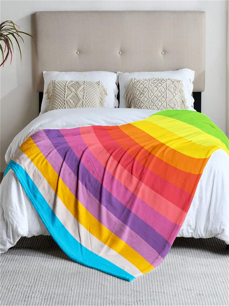 1 manta de franela de color arcoíris, suave, adecuada para sofá, cama, oficina, uso en todas las estaciones.