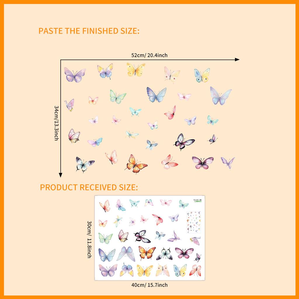 Hand-Painted Butterfly Wall Stickers, Colorful Removable Decals for Living Room Bedroom Entryway Home Decor