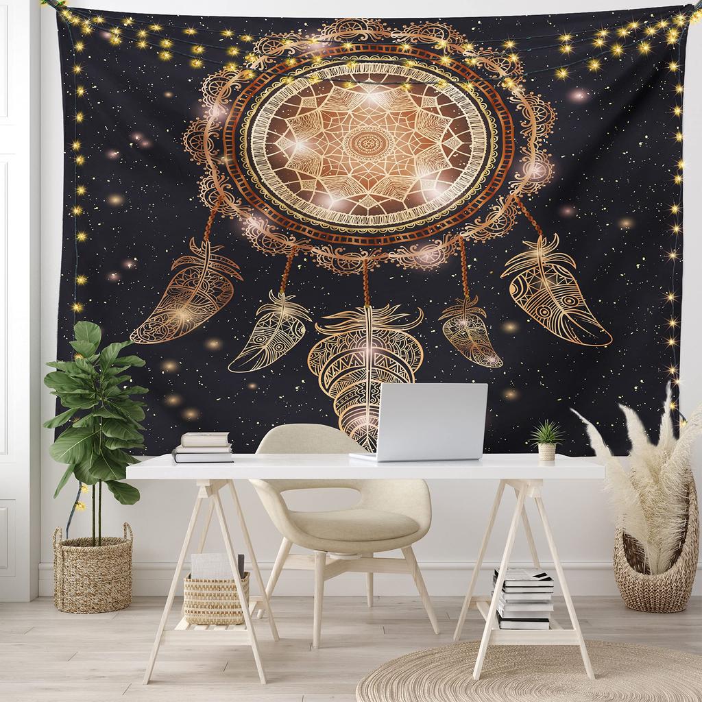 Dream Catcher Tapestry Colorful Feather Tapestry Psychedelic Starry Sky Tapestry for Bedroom Living Room Dorm Wall Hanging Decor
