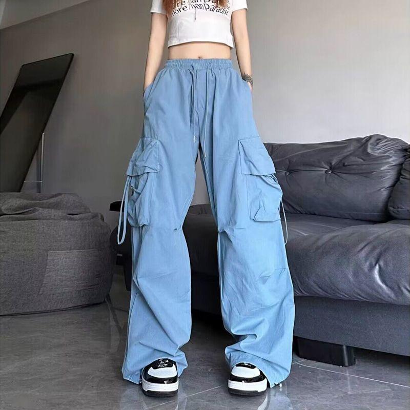 

Унисекс Meilade Американские брюки карго Весенние Свободные Прямые С высокой талией Широкие штанины Укороченные до щиколотки 2XL