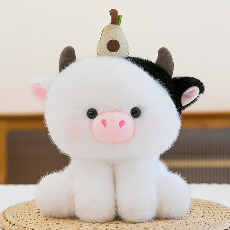 New Fruit Animal Panda Table with Doll Ornaments Cute Cow Doll Plush Toy Girlfriend Birthday Gift