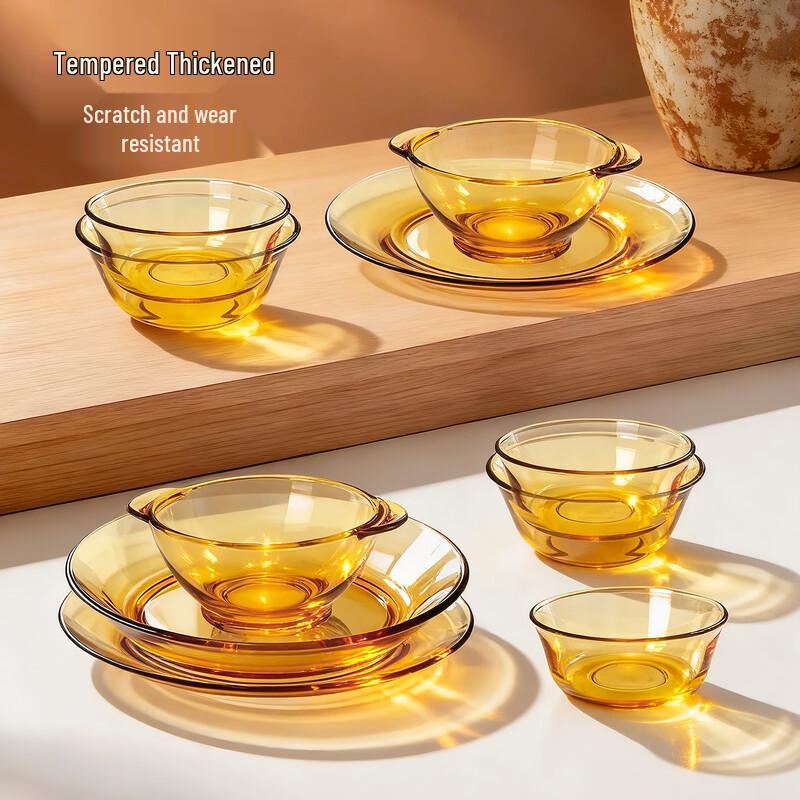 QINGPINGGUO Heat-Resistant Borosilicate Glass Bowl Set