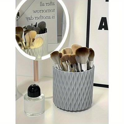 1pc Plastic Makeup Box, Modern Geometric Design Case For Home, For Holiday Beach, Bathroom Collection, Bedroom Collection, Large Capacity