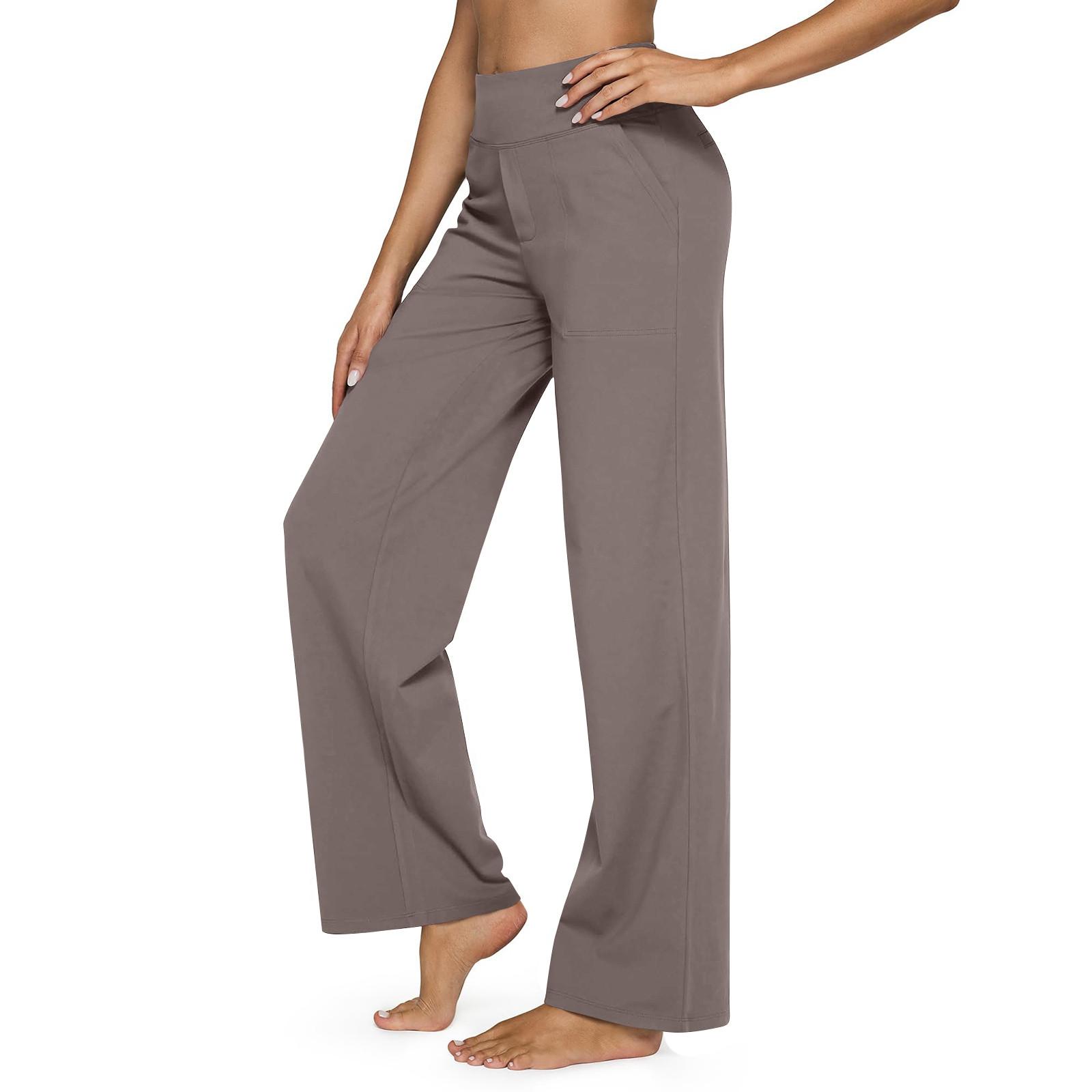 New Women s High Waist Stretch Casual Yoga Wide Leg Pants Women s Wide Leg Pants XXL кофейный