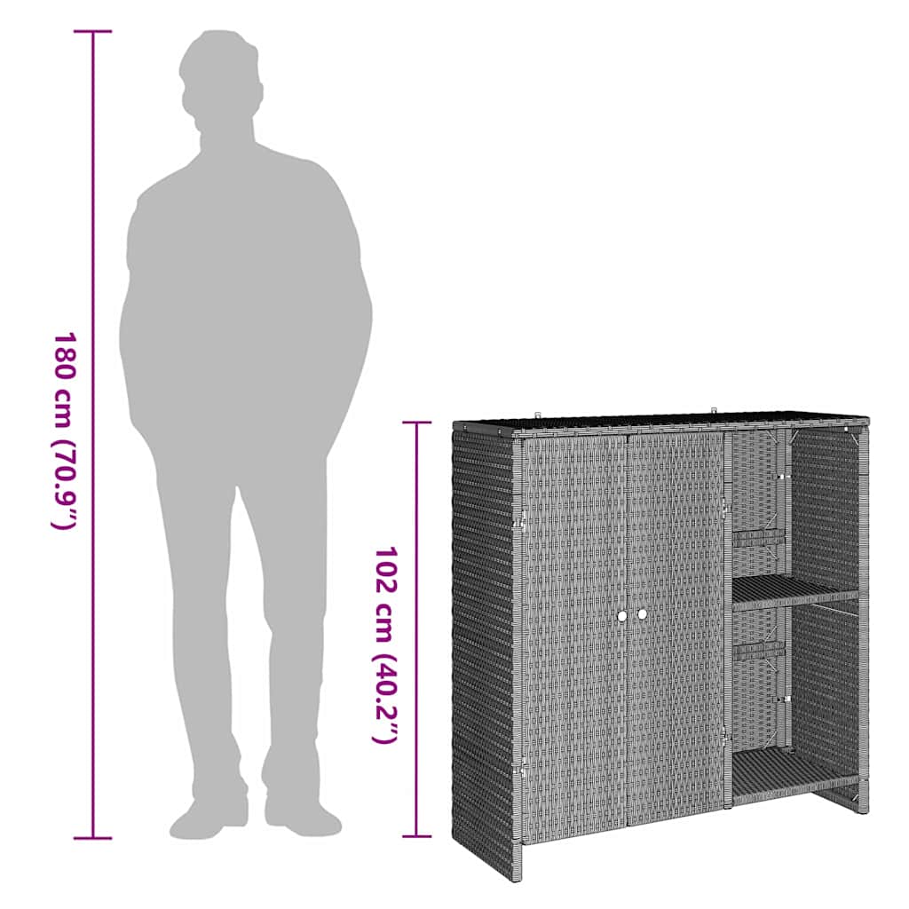 Storage Cabinet with Door Light Grey 100 x 36 x 102 cm Rattan