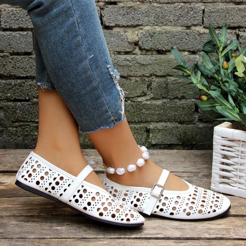 Summer Hollow Ladies Shoes  New Casual Fashionable Women's Closed Toe Sandals Soft and Comfortable Ballet Flat Shoes