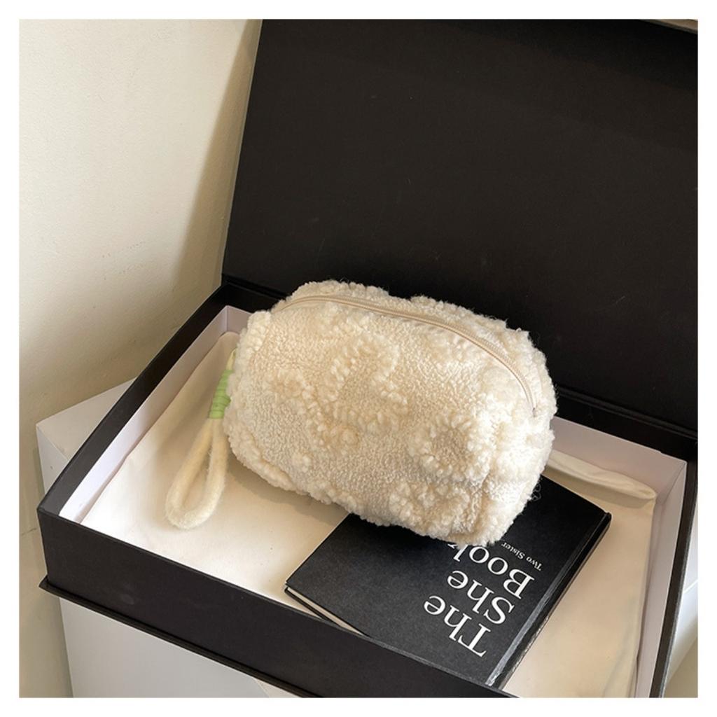 Jacquard Plush, Makeup Bag, Large Capacity, Storage Bag, Travel Storage Bag