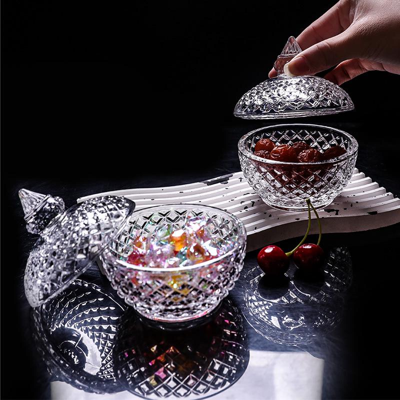 European Crystal Candy & Jewelry Glass Storage Box with Lid