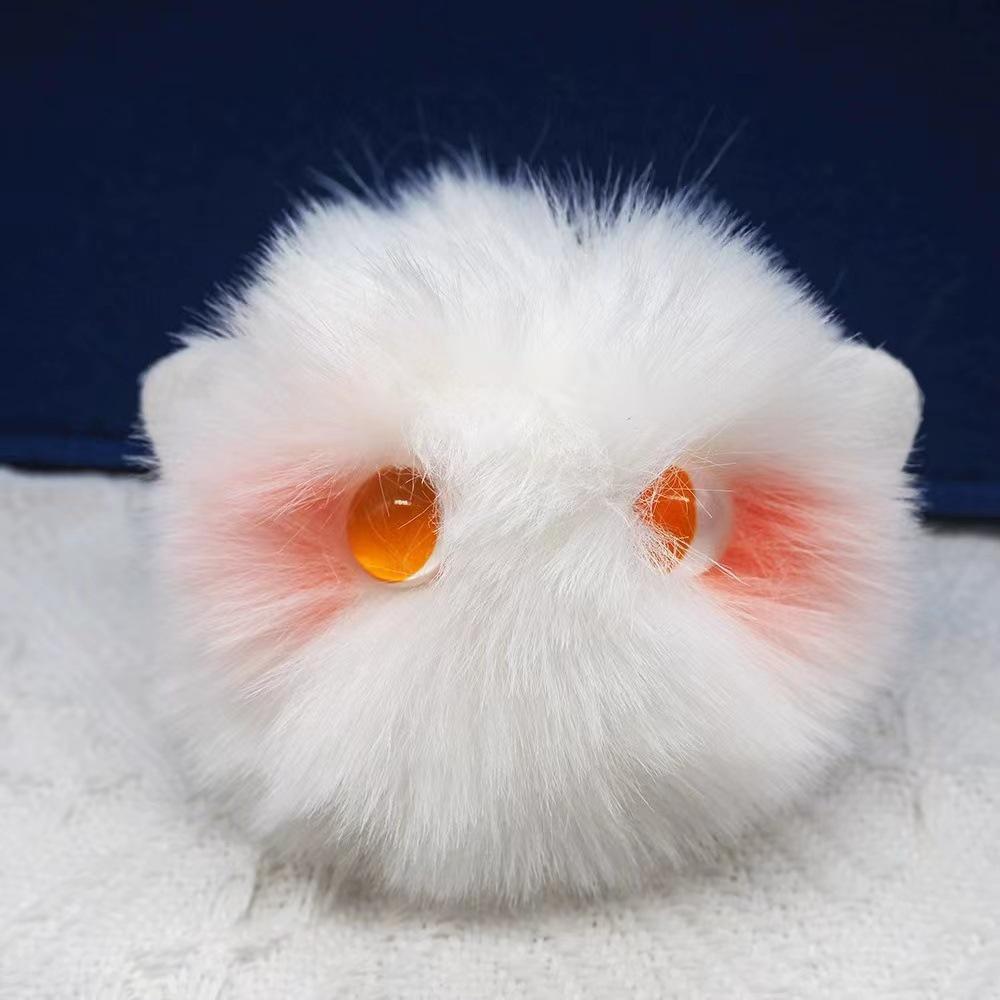 Rex Rabbit Fur Bow Cat Pendant Keychain Kitten Ornament