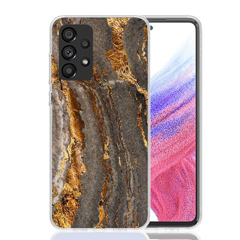 Fashion Gold Pink Geometric Marble Case Phone Cover for Samsung Galaxy A17 A16 A15 A14 A13 A56 A55 A54 A53 A36 A35 A34 A33 A26 A