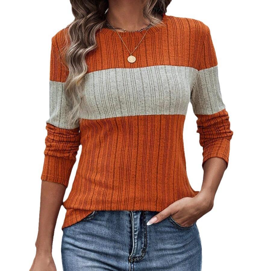 GMXIA Tricou de damă toamnă și iarnă larg casual colorat Pulovere de damă