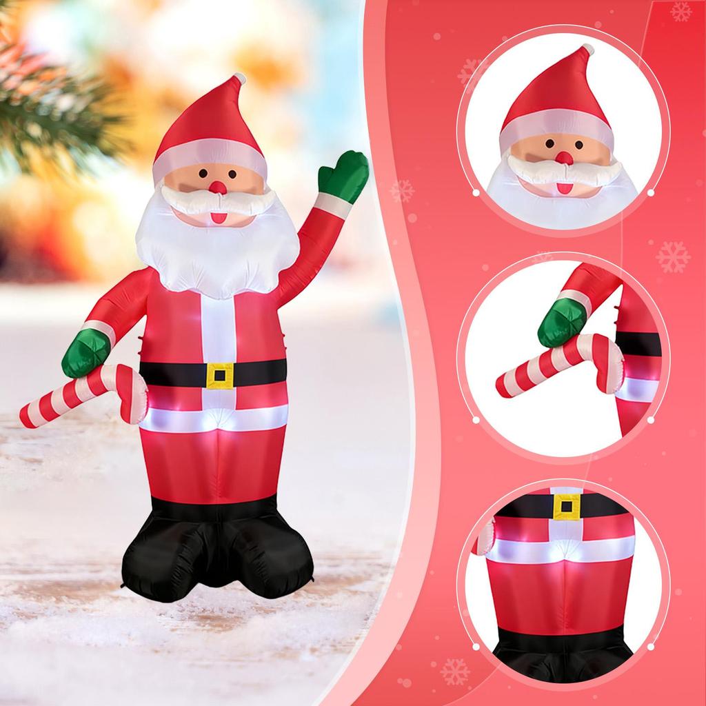 Large Blow Up Santa Claus Christmas Inflatable with LED Lights Windproof Decor for Outdoor Garden Yard Home
