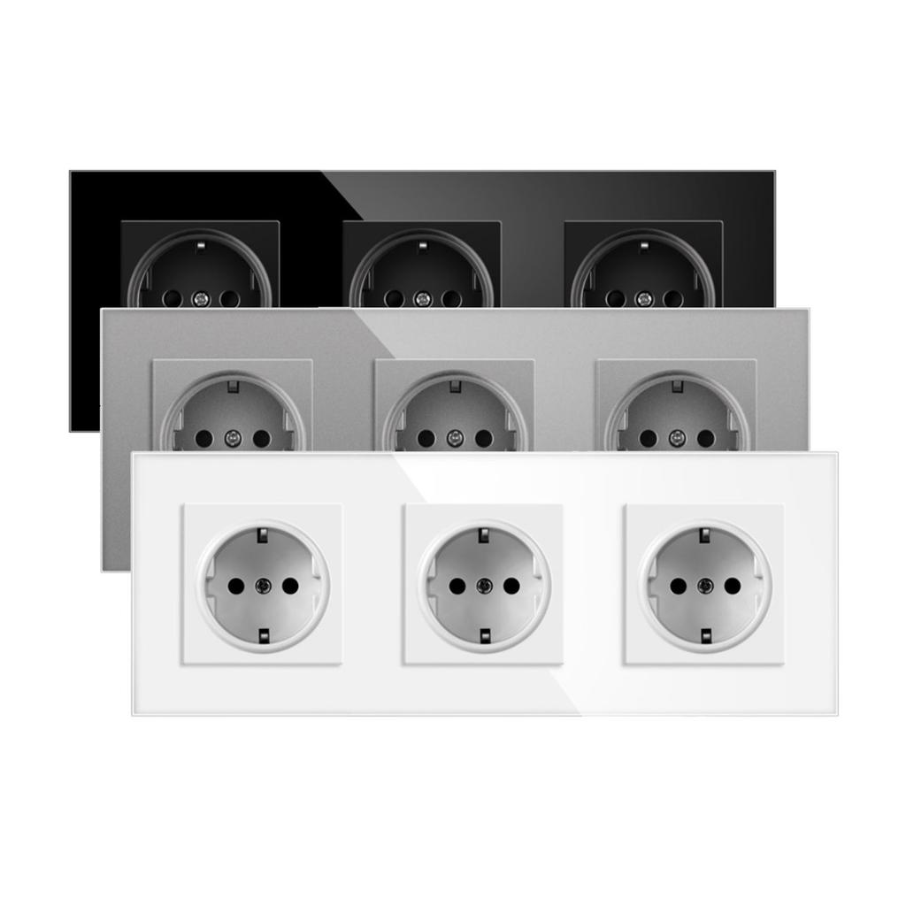 European Standard USB Wall Socket Tempered Glass Panel Socket Household Concealed Round Box Installation Socket Batch