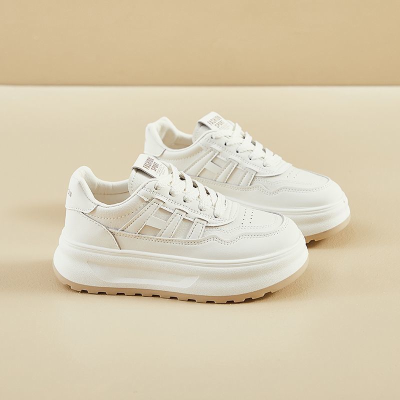 Thick-soled Muffin Little White Shoes Women's 2025 Autumn New Versatile Breathable Board Shoes Heightening Sports and Leisure Student Women's Shoes