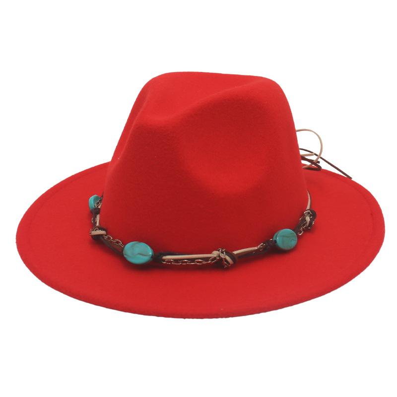 New Emerald Western Style Top Hat Resin Accessories Jazz Hat European And American Style Woolen Felt Hat
