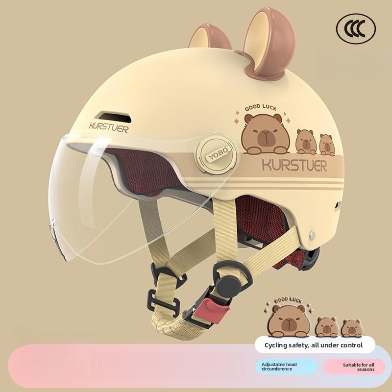 

Capybara Helmet Motorcycle Electric Bike Lightweight Safety Helmet Summer Sunscreen Breathable Transparent Lens Adjustable хаки