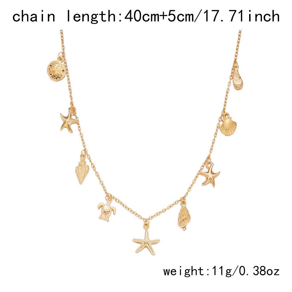 Starfish Clavicle Chain Gold Color Sweater Chain Fashion Shell Necklace  Gifts