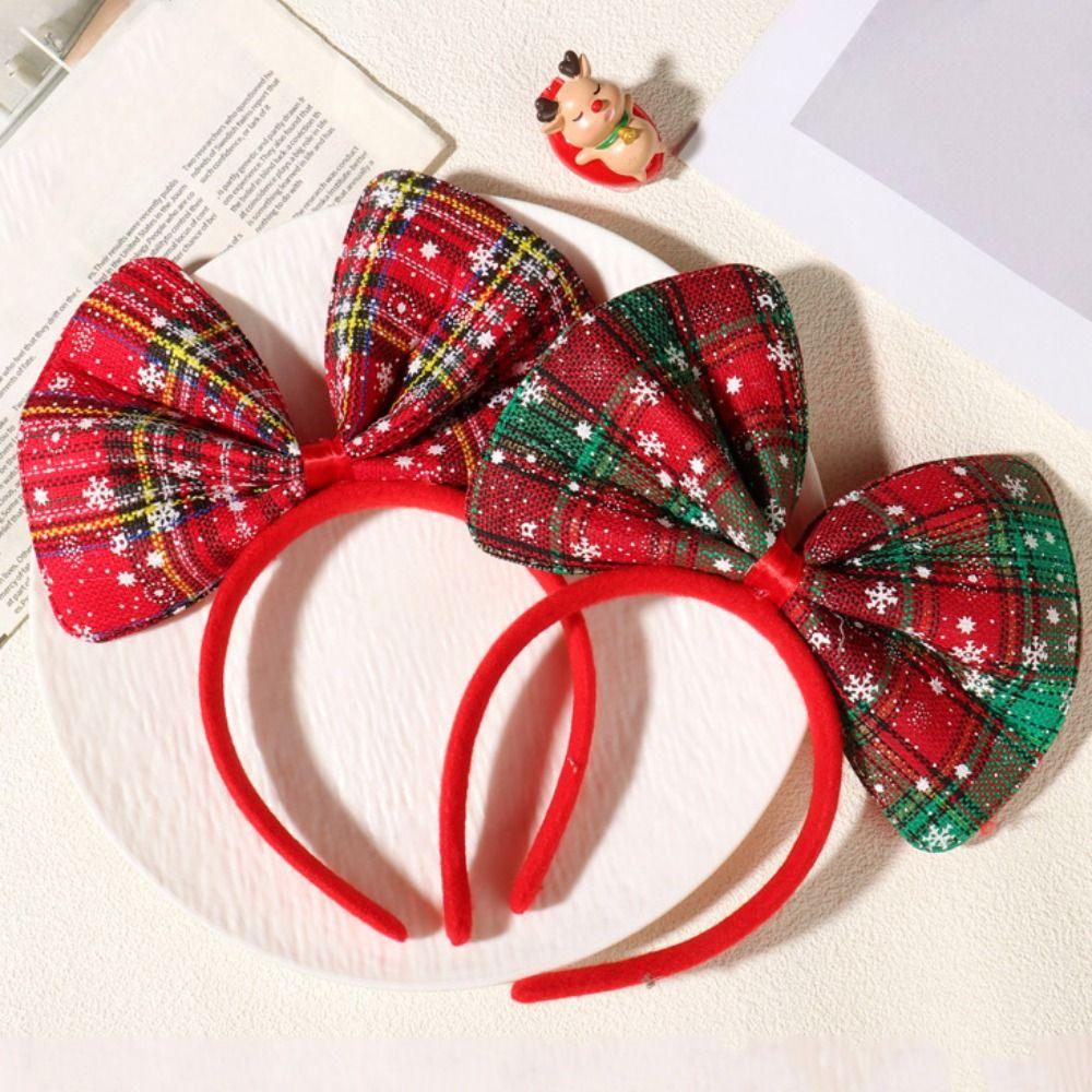 Shiny Bowknot Hair Hoop Cute Snowflake Cosplay Hairband Sweet Exquisite Christmas Themed Headband Merry Christmas Decorations