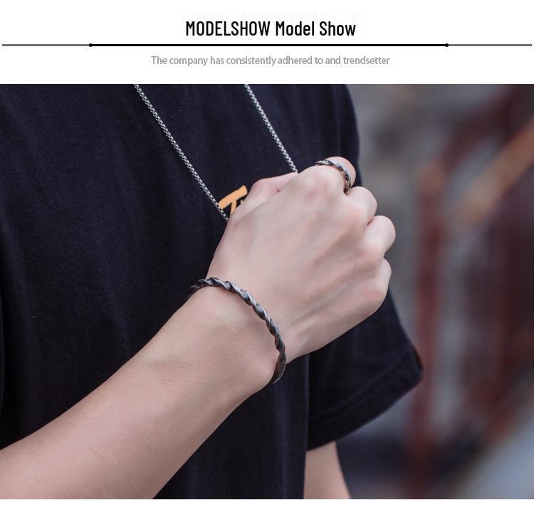 Unisex Retro Titanium Steel Bracelet: Engraved Stainless Steel Open Bangle for Students