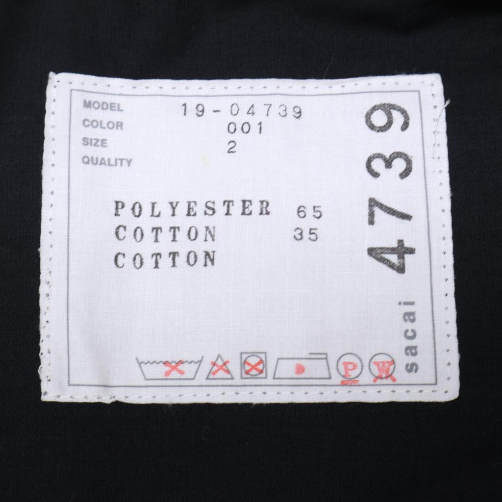 Sacai 19-04739 Fair Isle Embroidery Side Zip Shirt Blouson/ Jacket 2 blackUsed