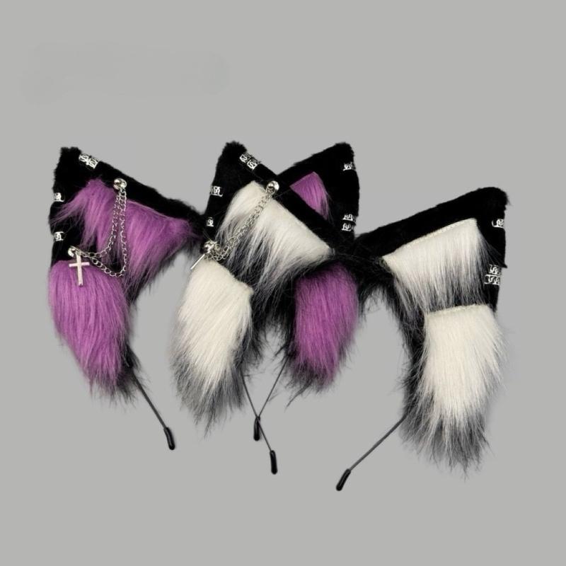 Furry Animal Ear Hairband Halloween Costume Accessory For Adults Kids Multiple Color Option Soft Practical Role Play