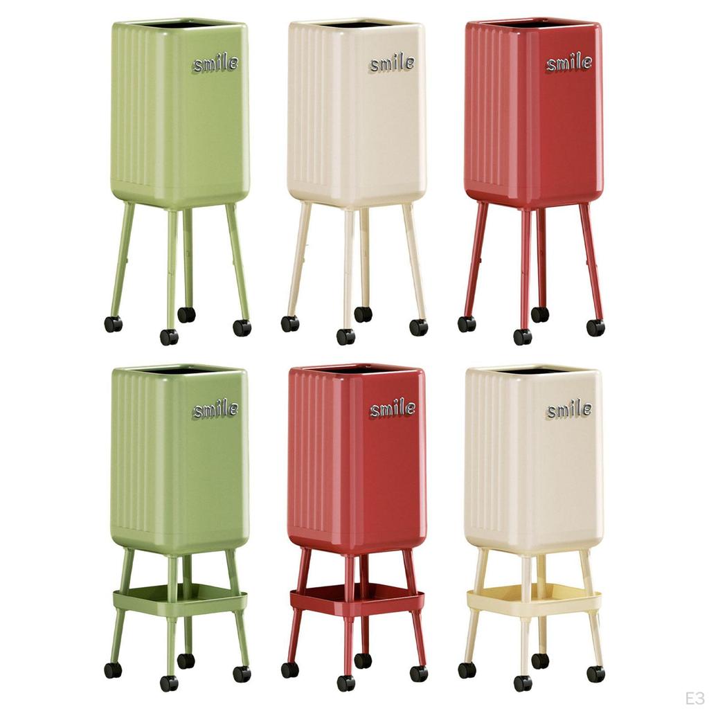 Modern Large Capacity Rolling Trash Can Without Lid for Office, Kitchen, Restaurant, Bathroom.