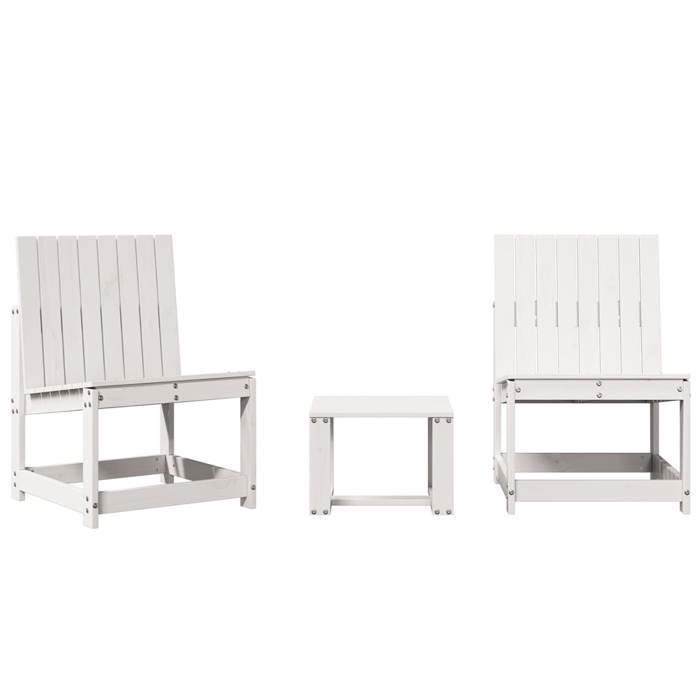 VidaXL Garden Lounge Set 3 Pcs, Patio Sofas, Furniture Set, Outdoor Backyard Terrace Furniture, White Wood 832621