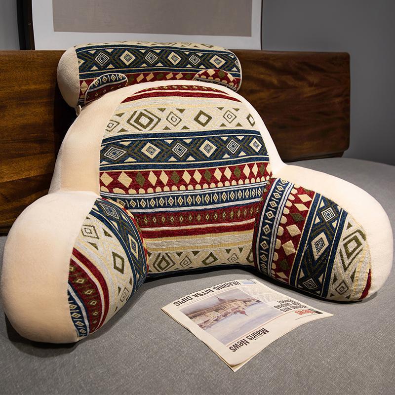 Ethnic Style Soft Bed Head Cushion Pillow – Large Backrest for Reading, Lumbar Support, Pregnancy Comfort
