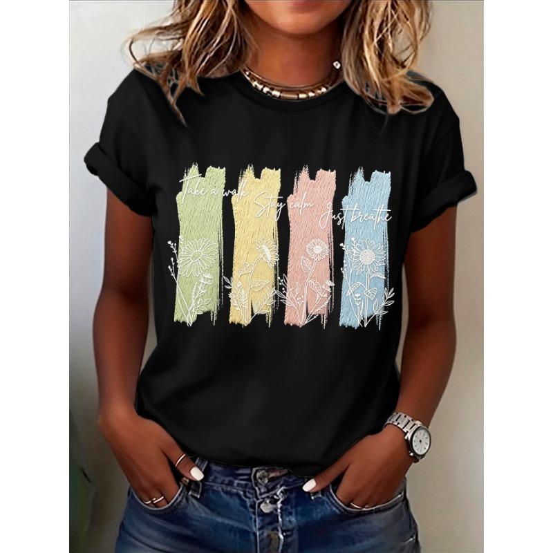 ilstile Women's Mental Health Print T-Shirts Short Sleeve O Neck Female clothing Summer White Tops Casual Tees New Arrival