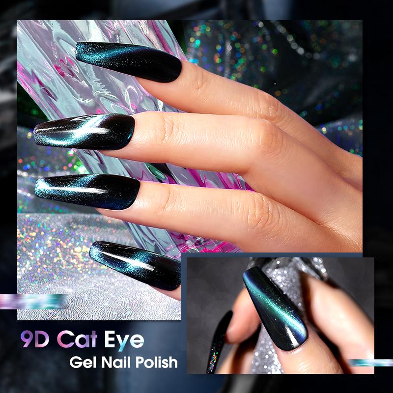 ROSALIN 3PCS Cat's Eye Gel Nail Polish With Magnet Tool Semi Permanent UV Gel Polish Magnetic Nail Art Design
