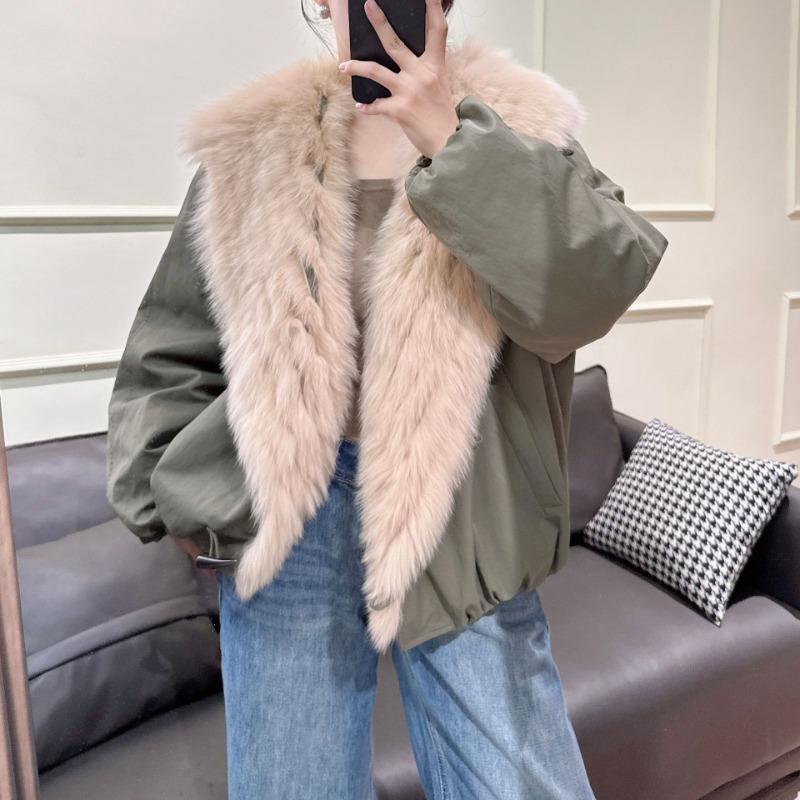 Real Shot, Glacier Pie Overcomes Hooded Jacket, Women's Short Goose Down Jacket, Real Fur Fox Fur Coat