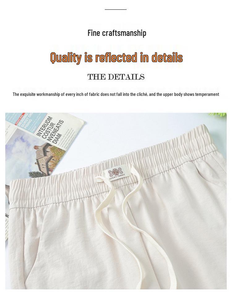 Dámské letní kalhoty s vysokým pasem a rovnými nohavicemi 2025 - Volné, tenké, ležérní pro mámy středního a staršího věku