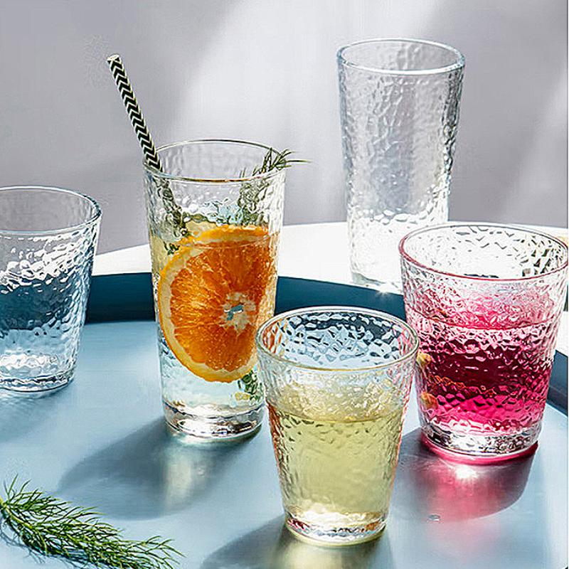 300ml/320ml/330ml Elegant Transparent Hammer Patterned Glass Cup Cocktail Glass High End Whiskey Beer Cups Household Juice Mug