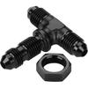 4AN Male Flare Bulkhead on Side Tee T Fitting Adapter with AN4 Nut Aluminum Black