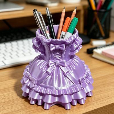Portapenne a Forma di Vestito Stampato 3D, Carino Organizer da Scrivania per Pennelli da Trucco Cancelleria, Decorazione Creativa per Casa Ufficio
