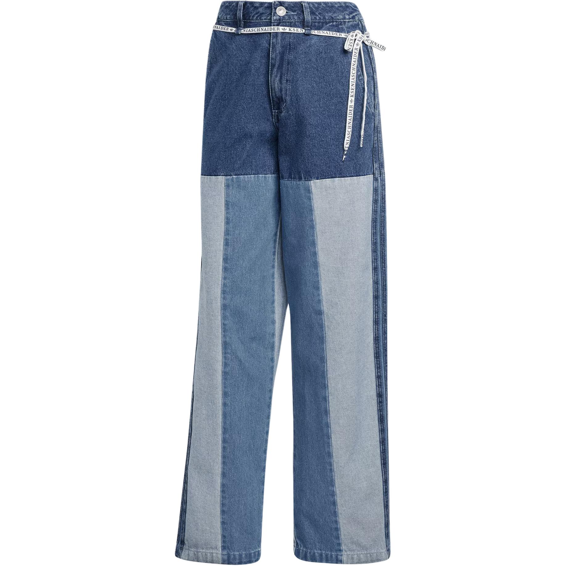 adidas Originals x KSENIASCHNAIDER Patchwork Straight Leg Jeans Blue Women IW5663 28