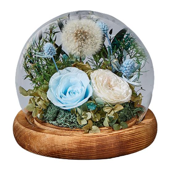Eternal Dandelion Flower Glass Cover Wooden Base Dandelion Preserved Real Infinity Glass Dome Wife Girlfriend Wife Valentine Day Gift