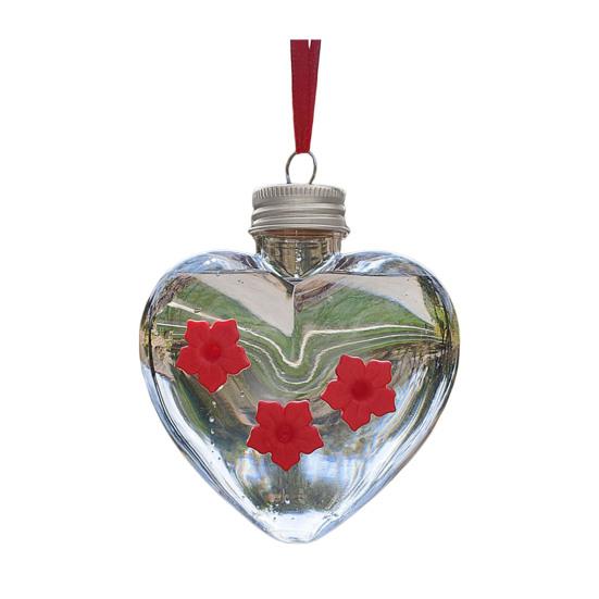 Heart-Shaped Hummingbird Feeder Outdoor Hanging Plastic Feeder Jar with Flower Feeding Ports