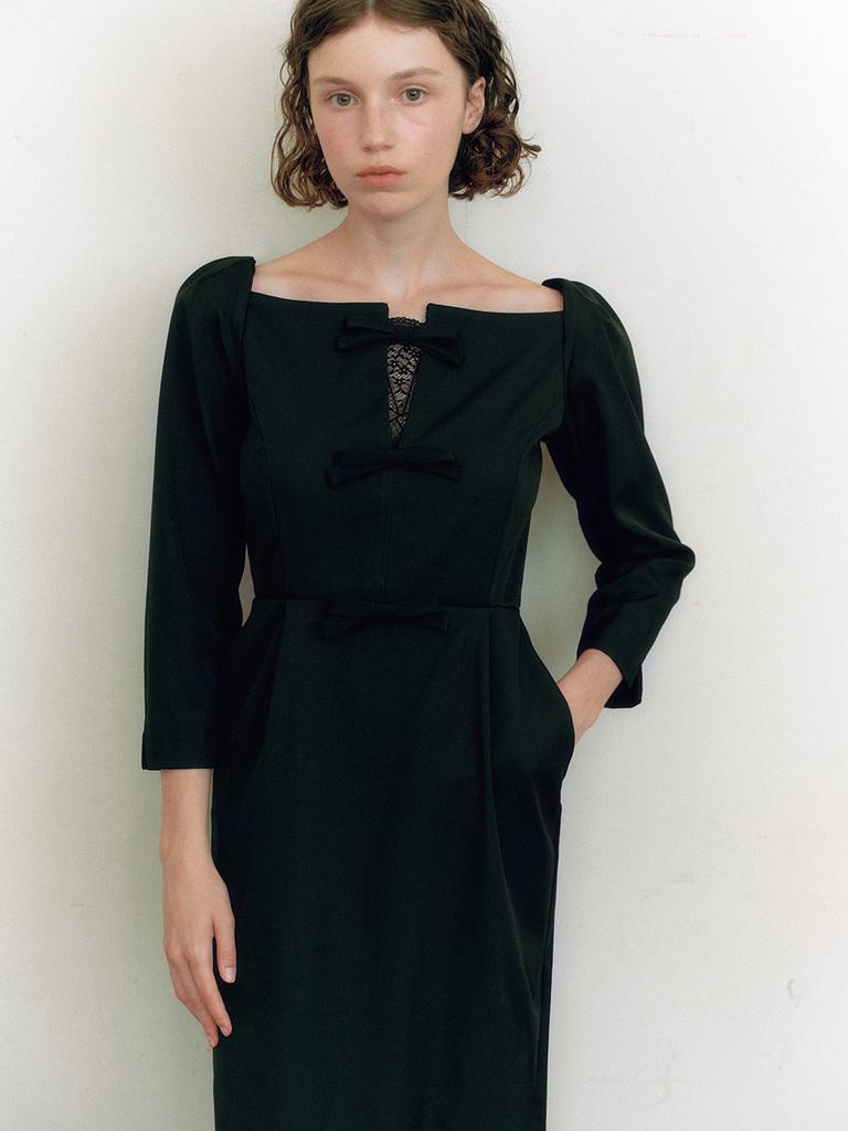 Ganiesong Bridal Ribbon Drops Dress_Black