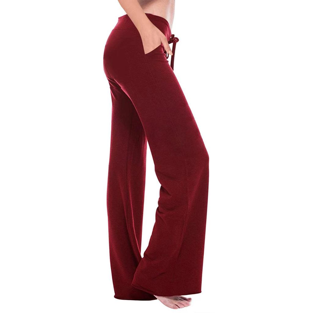 Women's Casual Home Pants Soft Wide Leg Pants With Pocket Loose Yoga Travel Casual Sports Pants
