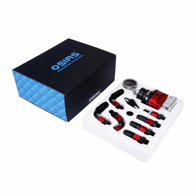 OSIAS New 100xkPA 160PSI Aluminum Adjustable Autos Fuel Pressure Regulator With Gauge+AN6 Fuel Line Hose+Fittings End Kit