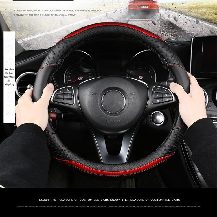Ultracienki, oddychający pokrowiec na kierownicę samochodową, uniwersalny na każdą porę roku, kontrastowy kolor, osłona ochronna wewnętrznej klamki.