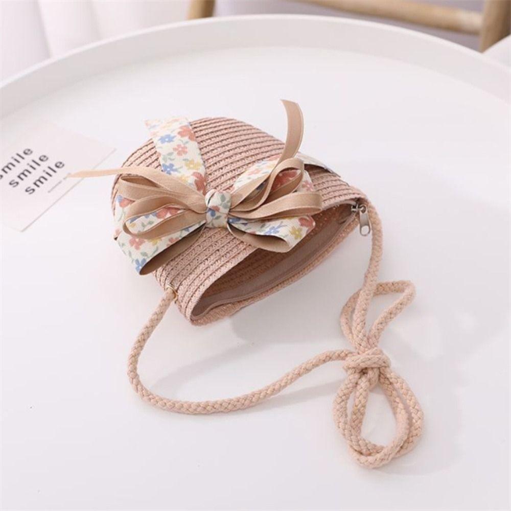 Cute Sun Hat Breathable Handbag Outdoor Kids Straw Hat Bag  Children Girls