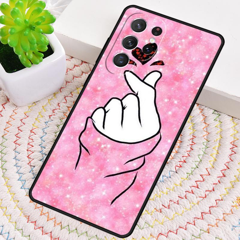 Cute Korean Font Saranghae I Love You Phone Case for Samsung Galaxy Note 10 Pro S26 Ultra S23 S24 FE S25 S21 S22 PLUS Cove