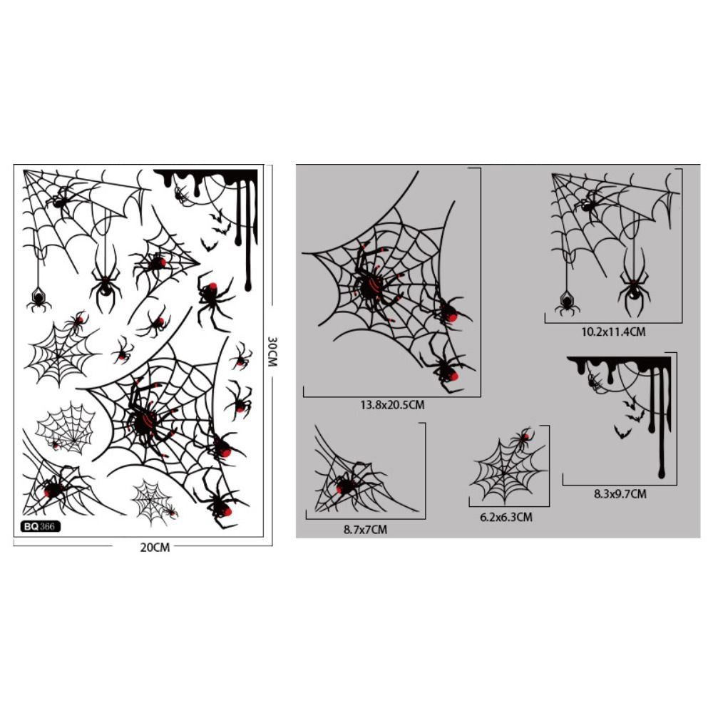 Static Halloween Stickers Black Scary Sticker Creative Spider Bat Decals  Smooth Surface